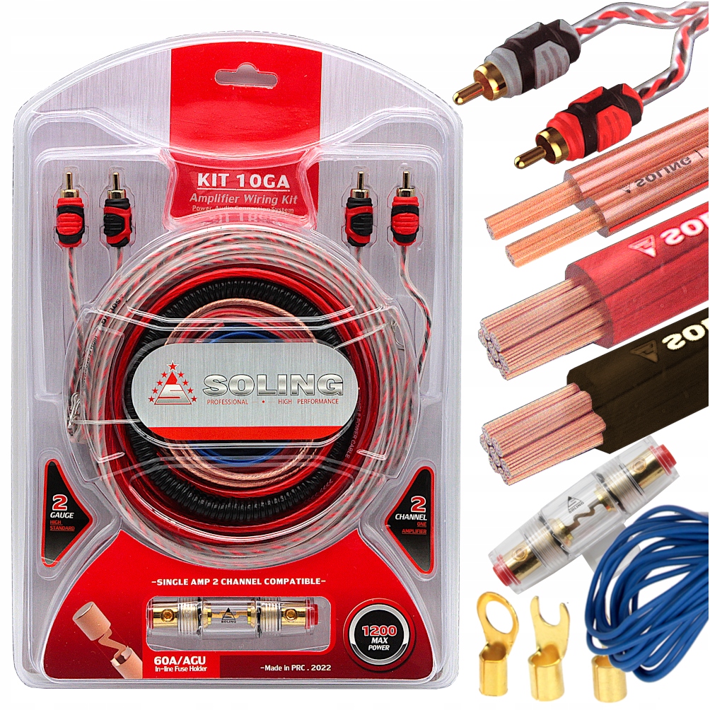 KABLE PRZEWODY DO WZMACNIACZA + BEZPIECZNIK Kod producenta KIT 10GA