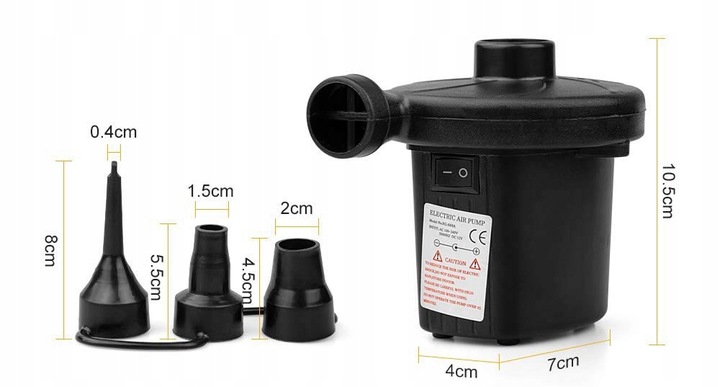 POMPKA ELEKTRYCZNA 3W1 SAMOCHODOWA I SIECIOWA DO BASENÓW MATERACY PIŁEK Zasilanie gniazdo zapalniczki samochodowej sieciowe