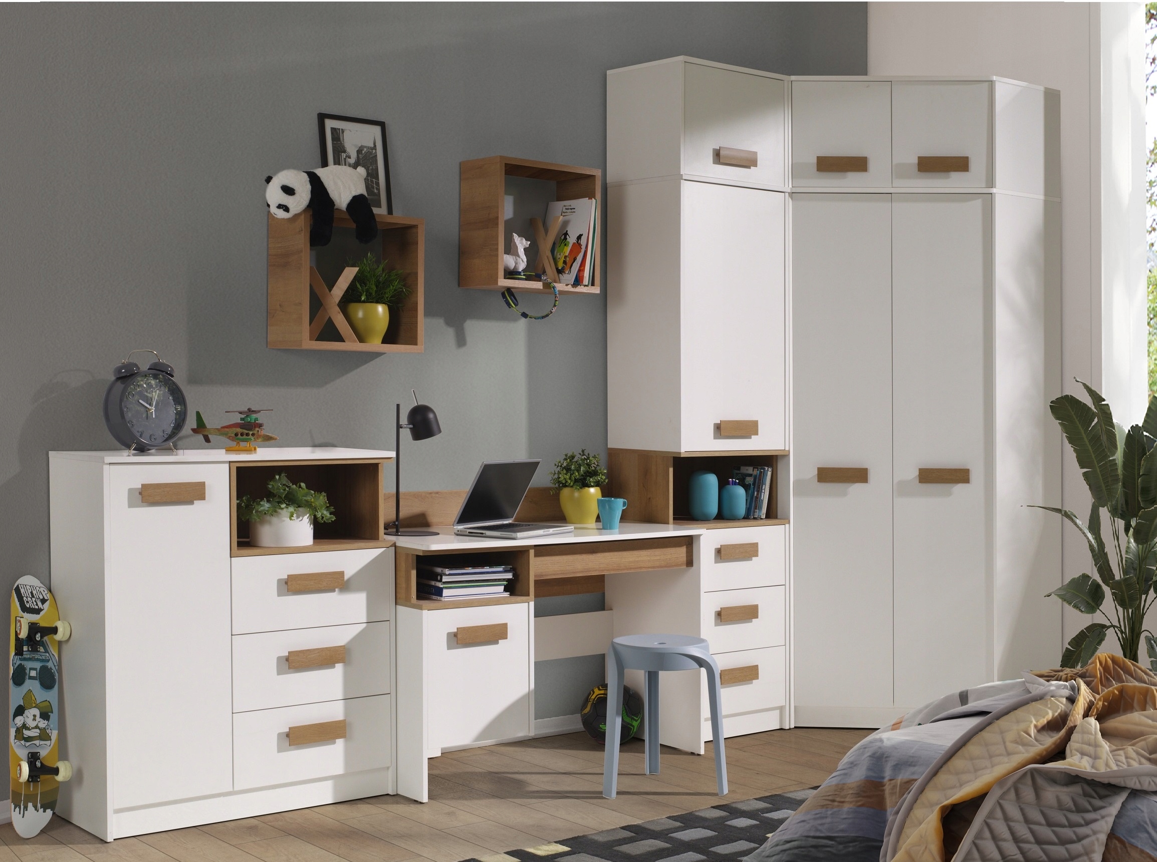 biurko z szafką do nauki młodzieżowe dziecięce praktyczne meble Grant 02 EAN (GTIN) 5905072870023