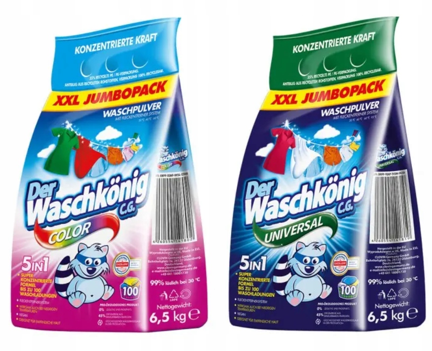 

Der Waschkonig proszek do prania 2 x 6,5kg Zestaw