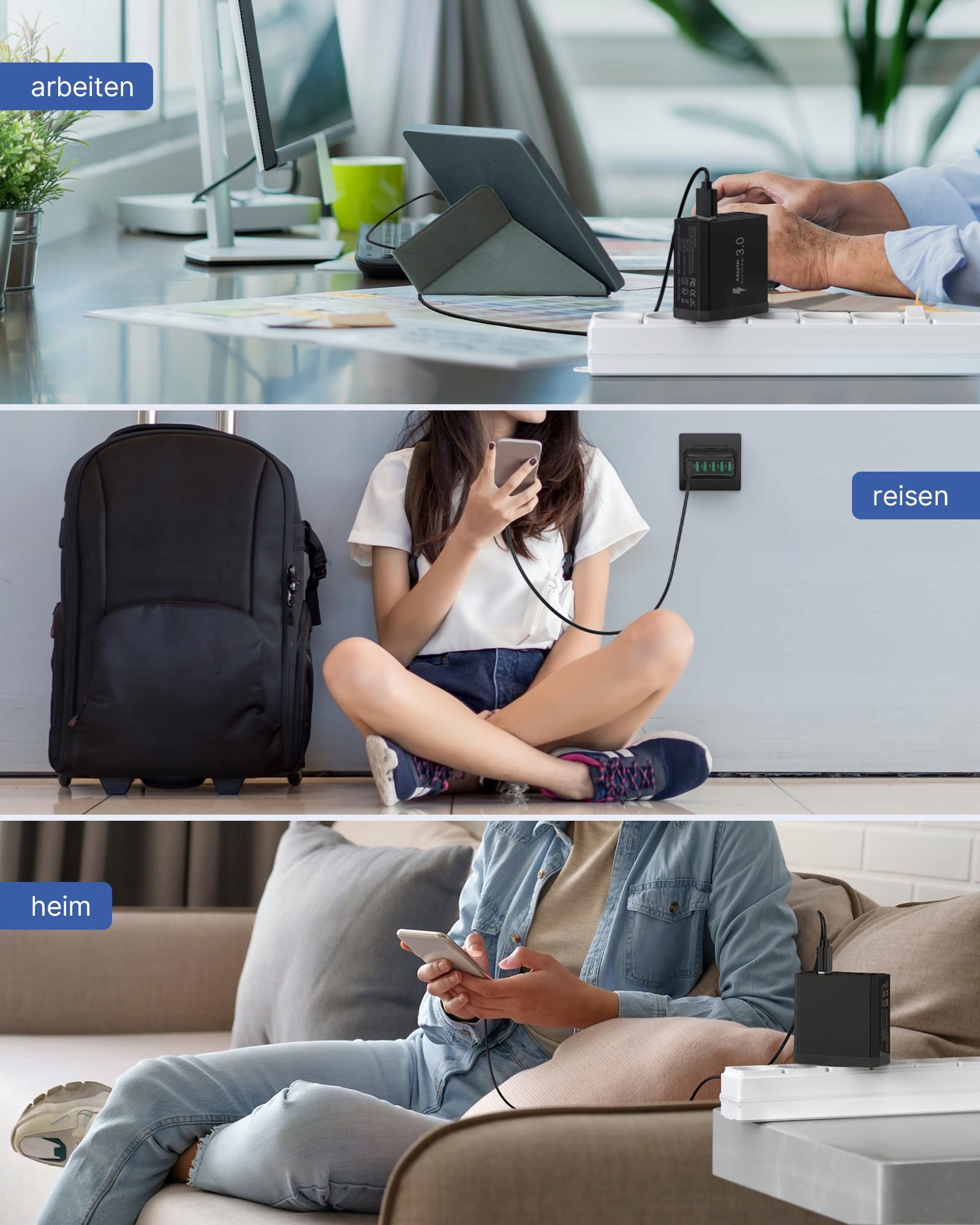 USB ŁADOWARKA 6-Portowa Szybka 33W QC 30 iPhone iPad — miniatura 5
