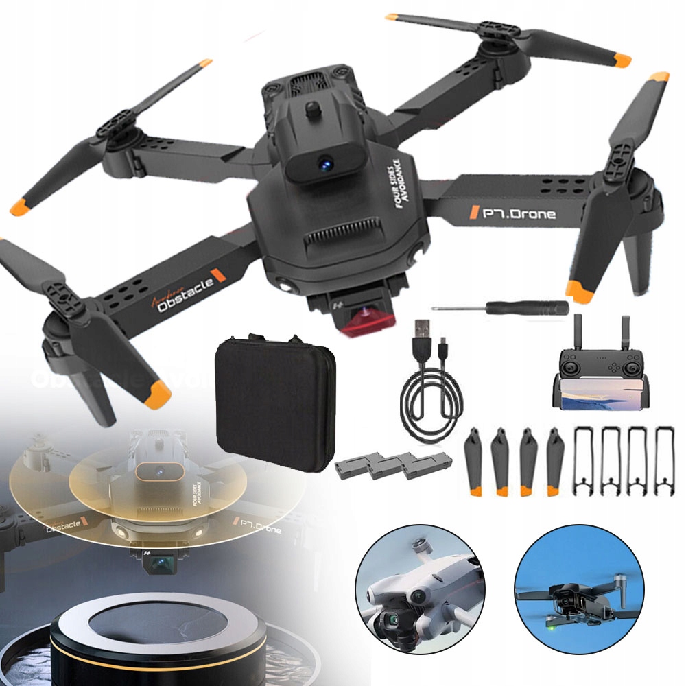 Drony z Podwójną Kamerą Hd 8K 360° Funkcja Omijania Przeszkód Flip/Roll