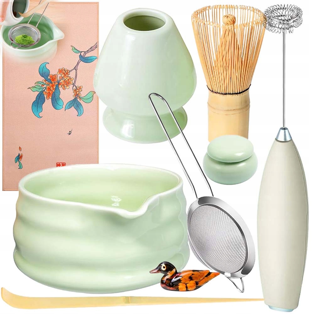 Levně Dárková Sada Na Čaj Matcha Šálek Metla Podstavec Lžička 9V1