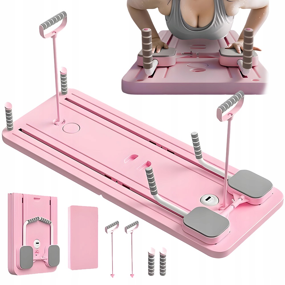 Skládací Deska Na Cvičení Růžová S Časovačem A Lany Pilates 7V1
