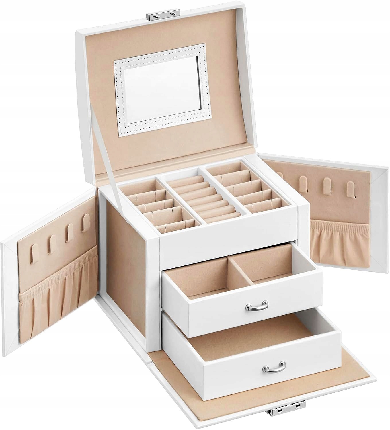 Šperkovnice Na Bižuterii Náušnice Kufřík Pouzdro Krabička Zásuvky Zrcátko