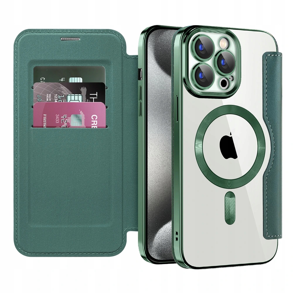 Techsuit SmartMag Book etui na iPhone 15 Pro Max zielone