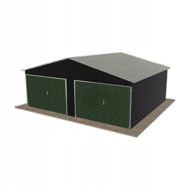 Plechová garáž 6.5 x 5.5 m dvoupolohová, dvoupolohová, černá