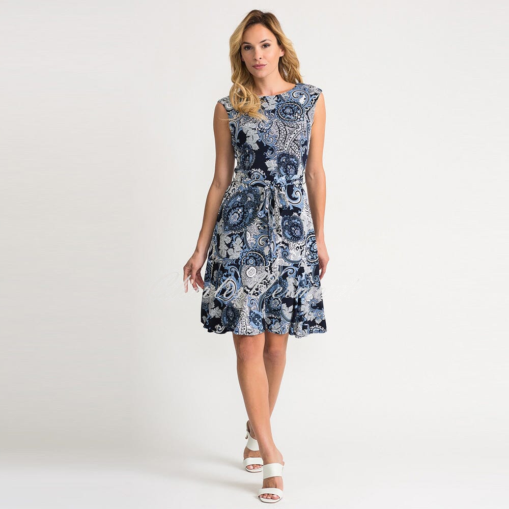 Niebieska Sukienka w Kwiaty Joseph Ribkoff Dopasowana r.40