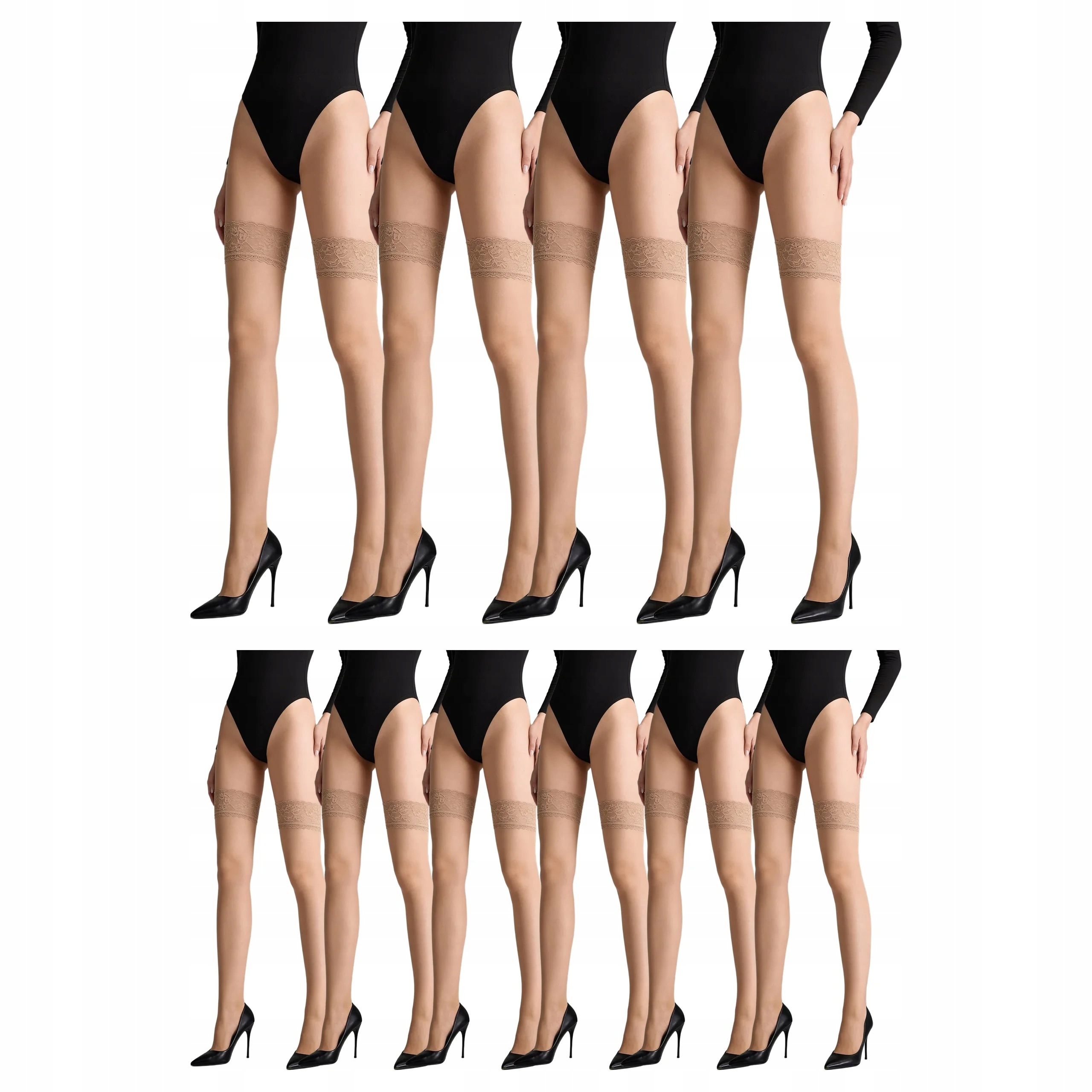 10 x Samodržící punčochy s krajkou Misty Air 7 den Marilyn Nude 5-XL