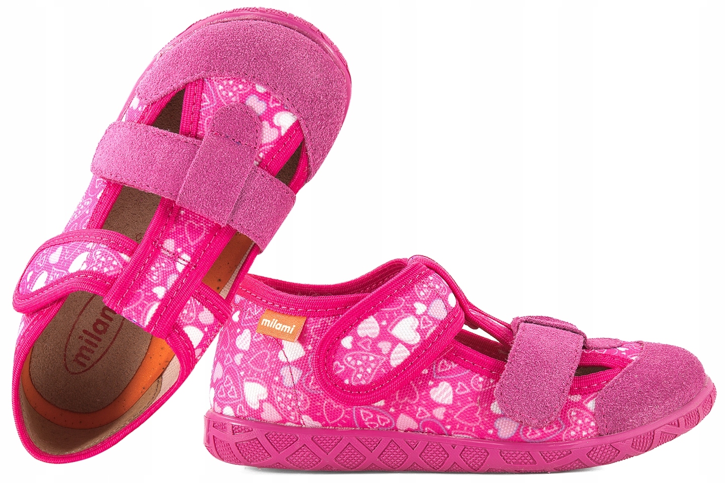 Milami 118-BR-27 Barefoot Sandały Tekstylne Domowe Kapcie Papcie Rzep 24 Ró