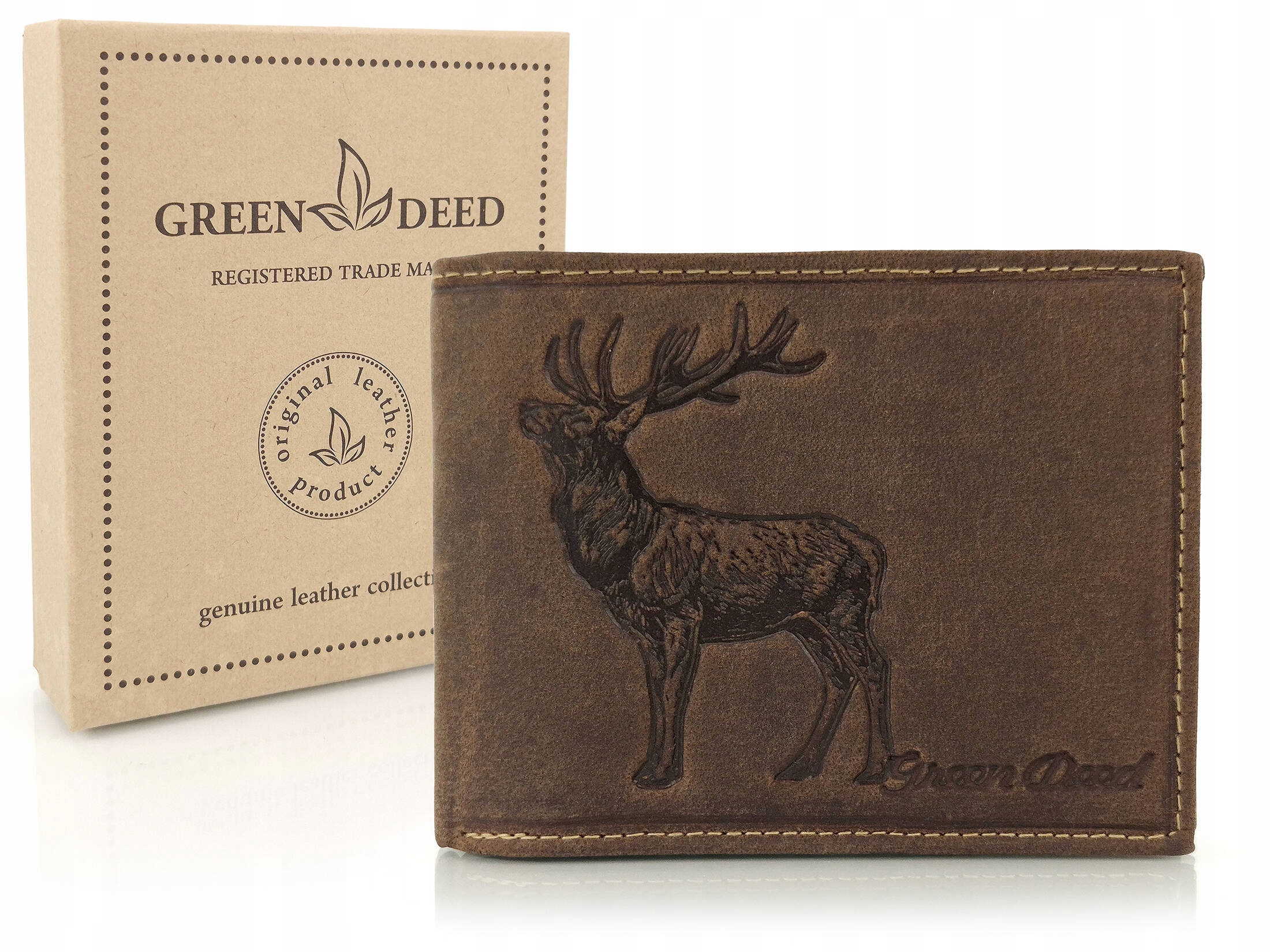 Lovecká kožená peněženka s Rfid ochranou vzor Jelen dárek pro myslivce