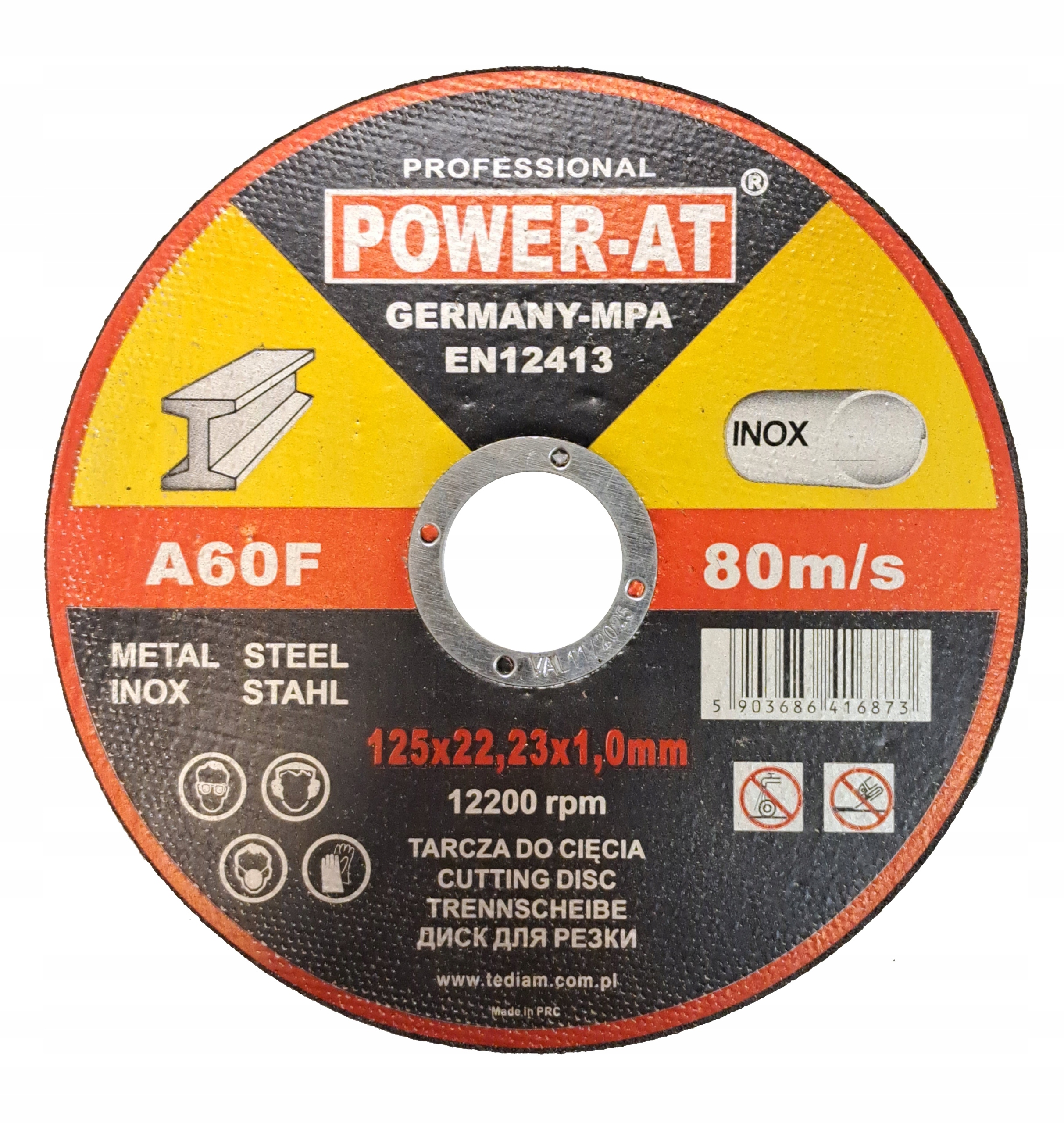 

Tarcza do cięcia metalu inox Power-at 125 x 1.0