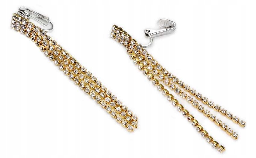 

Klipsy Złote Sztras Wiszące Wesele Jablonex Modne