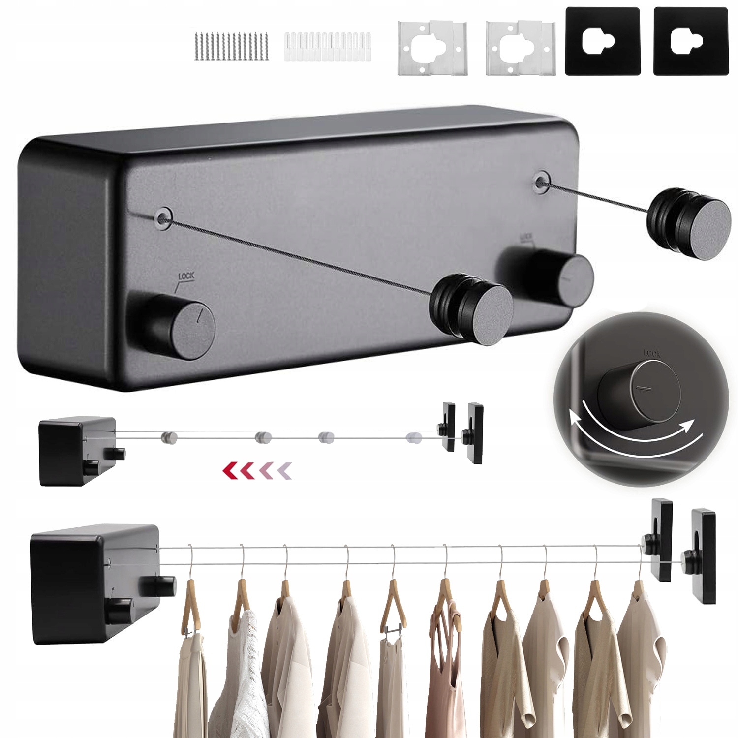 Levně Dlouhá Vysouvací Šňůra Na Prádlo 4,2 M, Odolná, Provázky Na Sušení Prádla