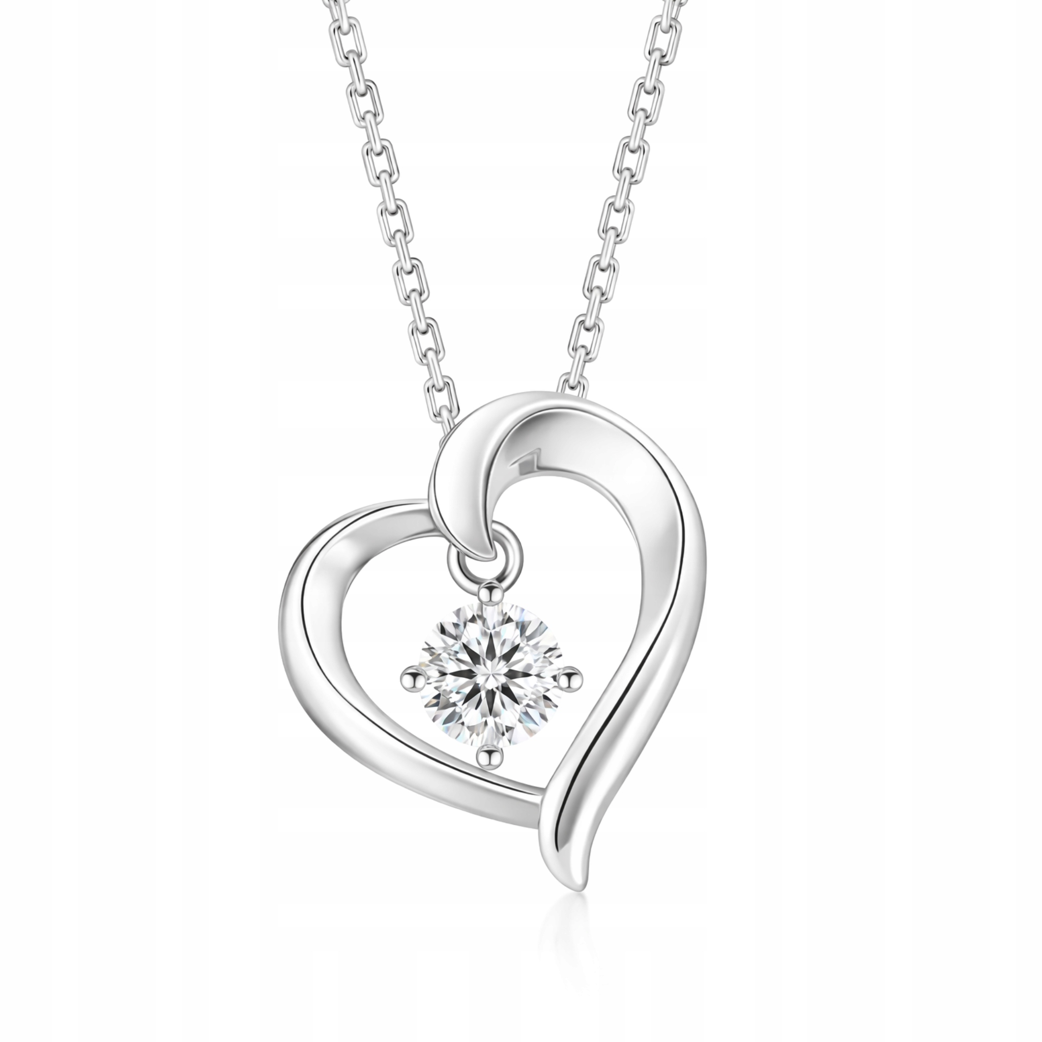 Náhrdelník Srdce s moissanitem S925 Bílé zlato Stříbrný Dámský Metini