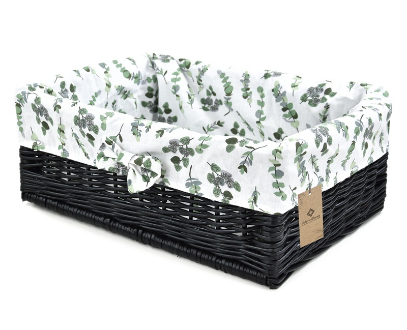 Černá proutěná skříňka s vložkou do ložnice obývacího pokoje Koš 30x20 H12 cm