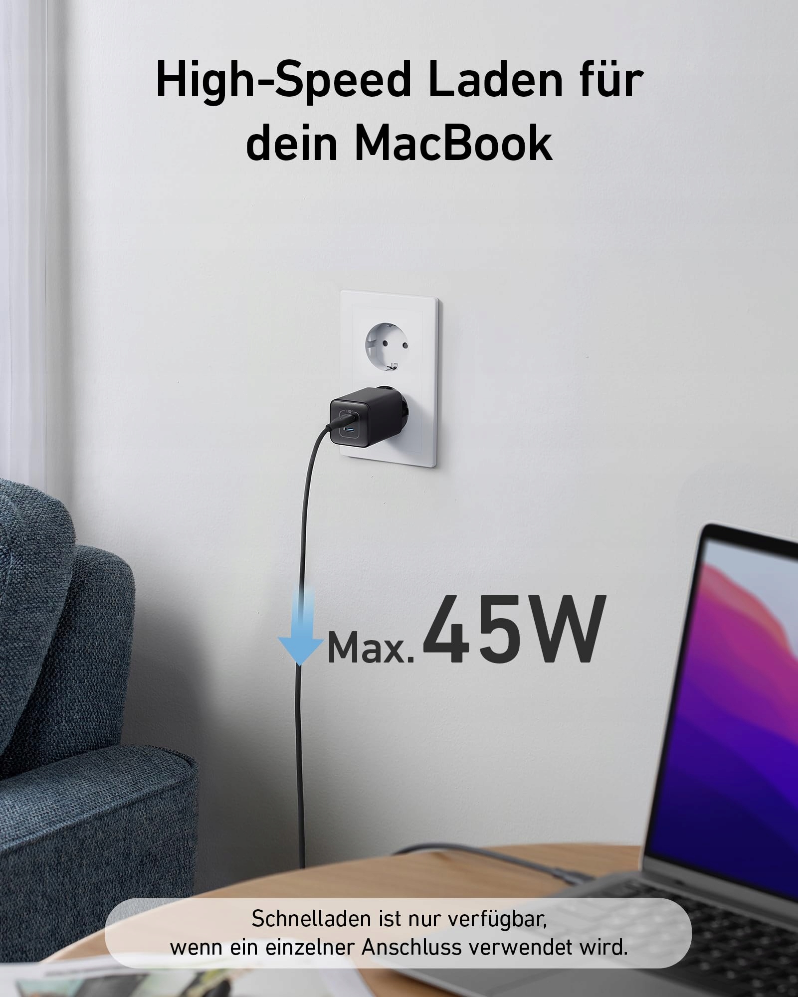 ANKER Ładowarka USB C 47W GaN 523 Nano 3 Szybkie Ładowanie — miniatura 3