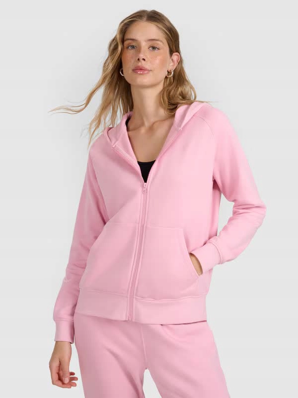 Bluza 4F Damska Dresowa Rozppinana Z Kapturem Bawełniana Ciepła Sportowa