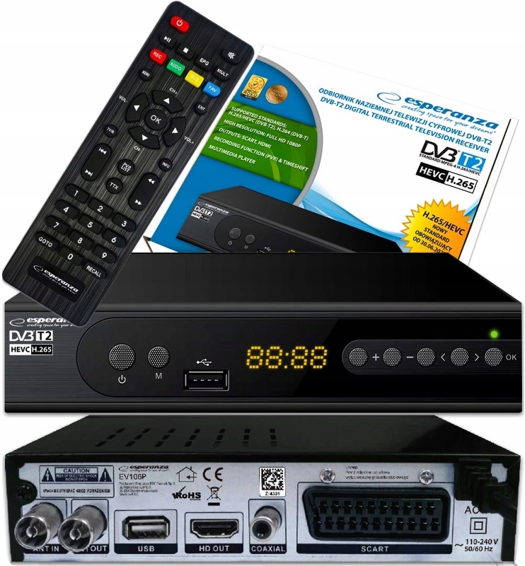 

Dekoder Tuner Tv Naziemnej Hd DVB-T2 Hevc H.265