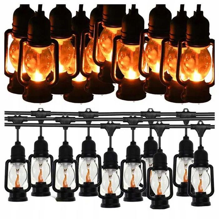 Led zahradní girlanda 10 m Lampion Retro Efekt plamene IP44 Terasa Altán