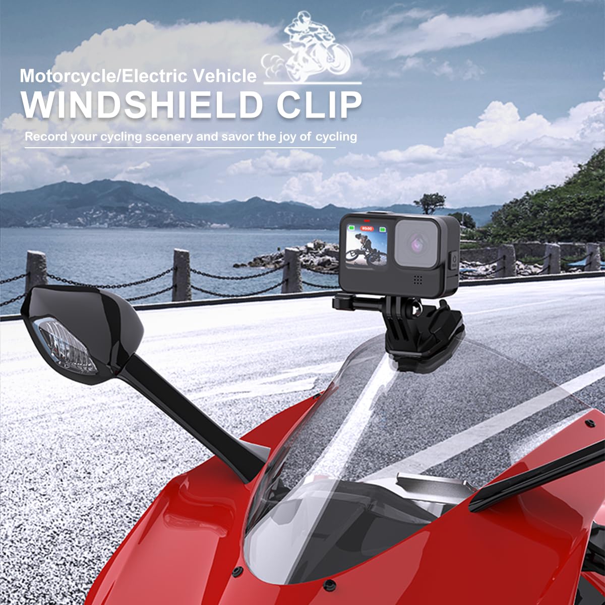 Uchwyt Clip na Szybę Motocyklową do GoPro Insta360 DJI Smartfon Lupholue — miniatura 2