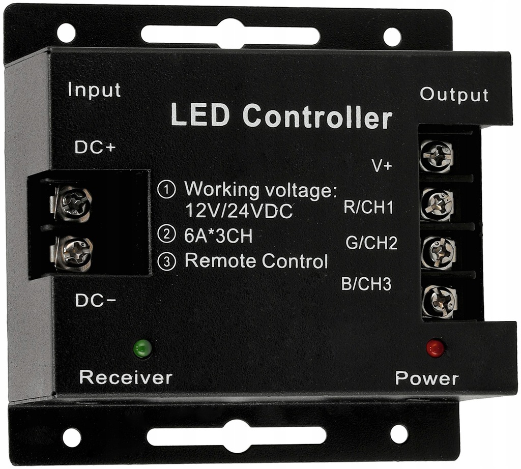 Sterownik Pilot LED Do taśm RGB Owal Biały Z Pilotem 12-24V Radiowy Kolor biały