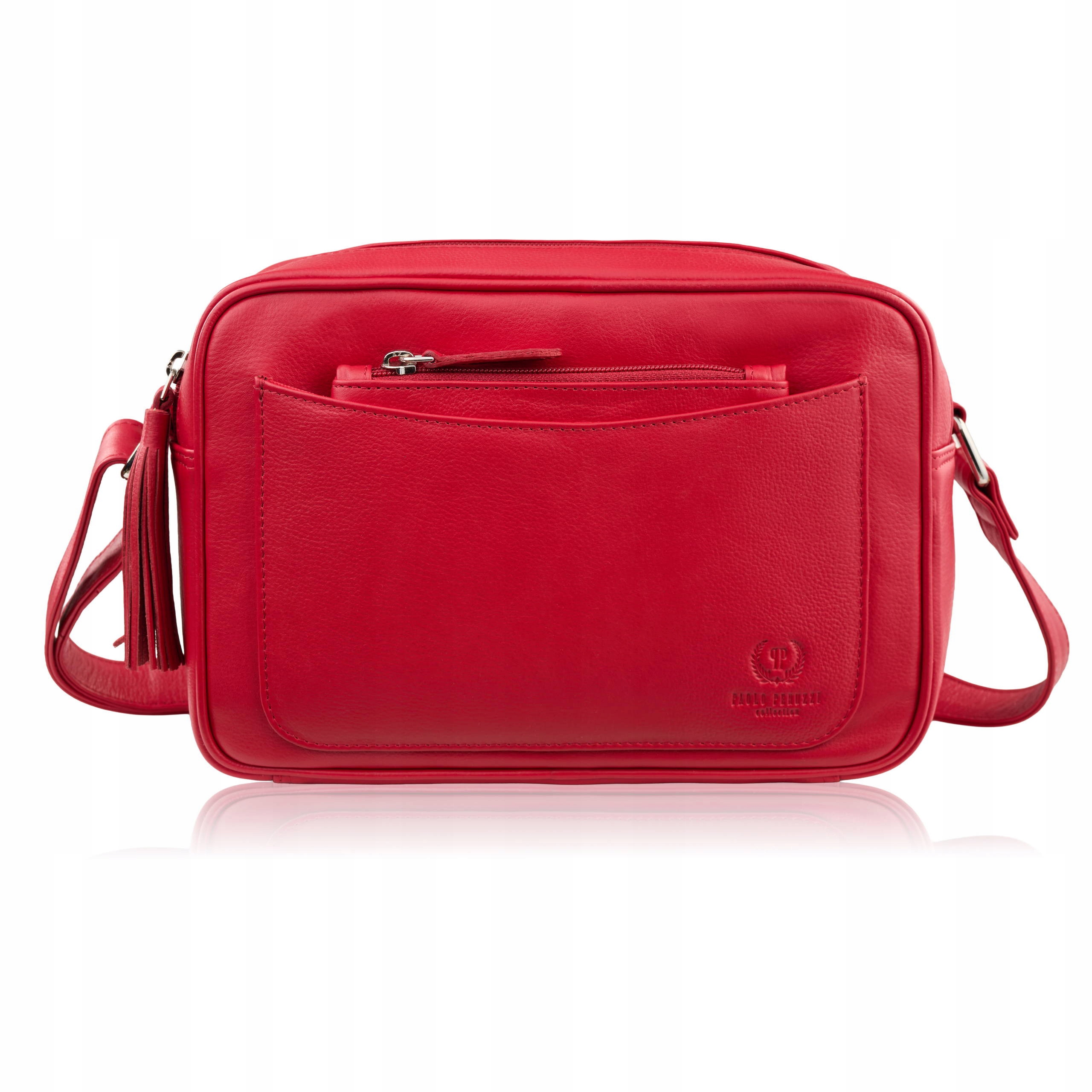 Dámská kožená kabelka přes rameno červená s pouzdro Paolo Peruzzi