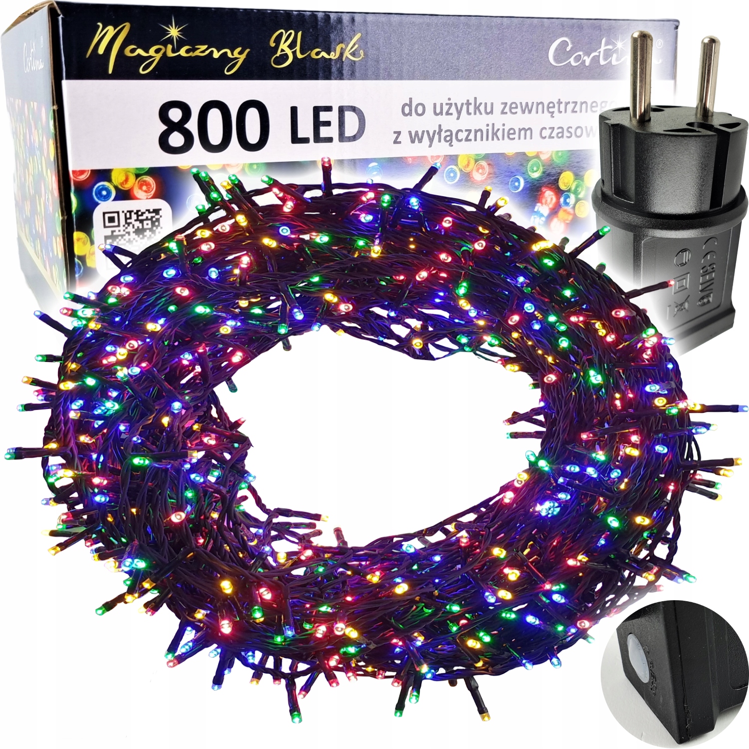 LAMPKI CHOINKOWE 800 LED TIMER ATEST ZEWNĘTRZNE