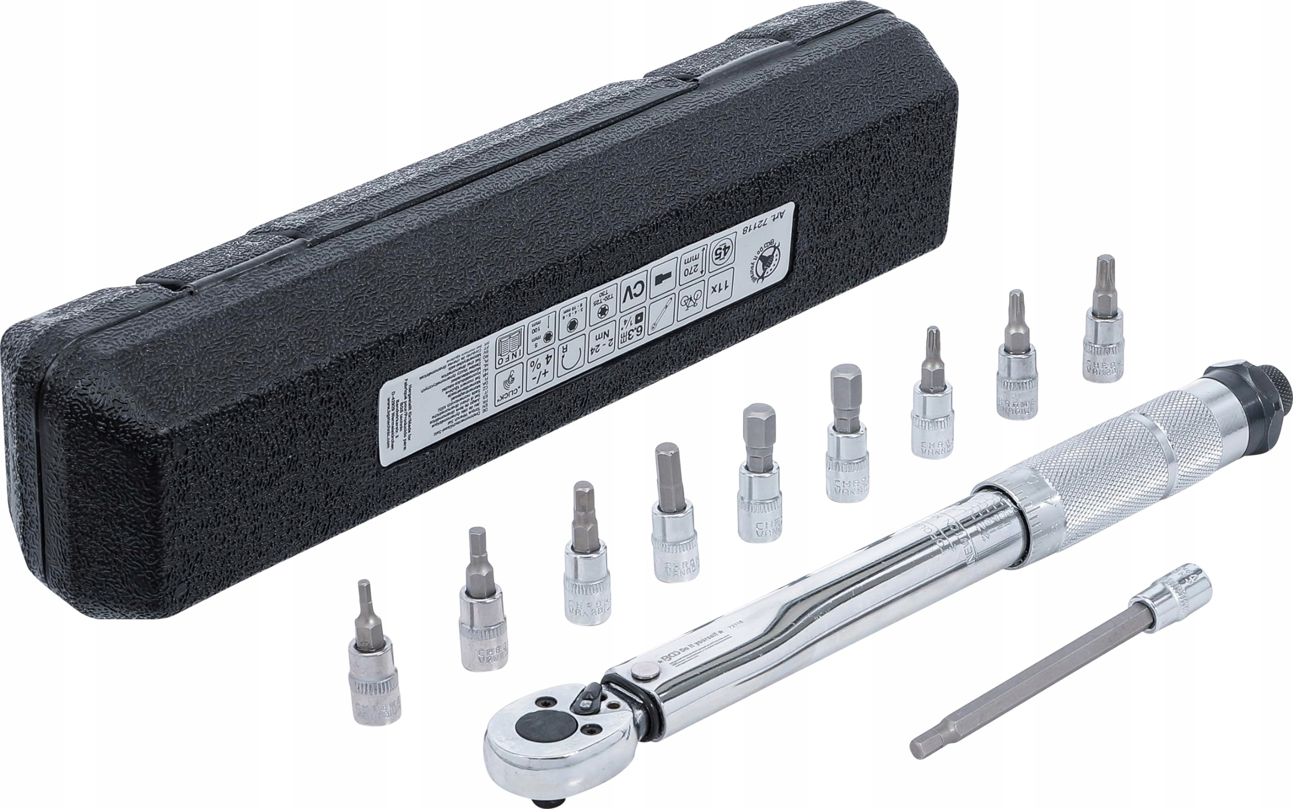 Sada nástrčiek momentový kľúč 2-24 Nm 6,3 mm (1/4"),
