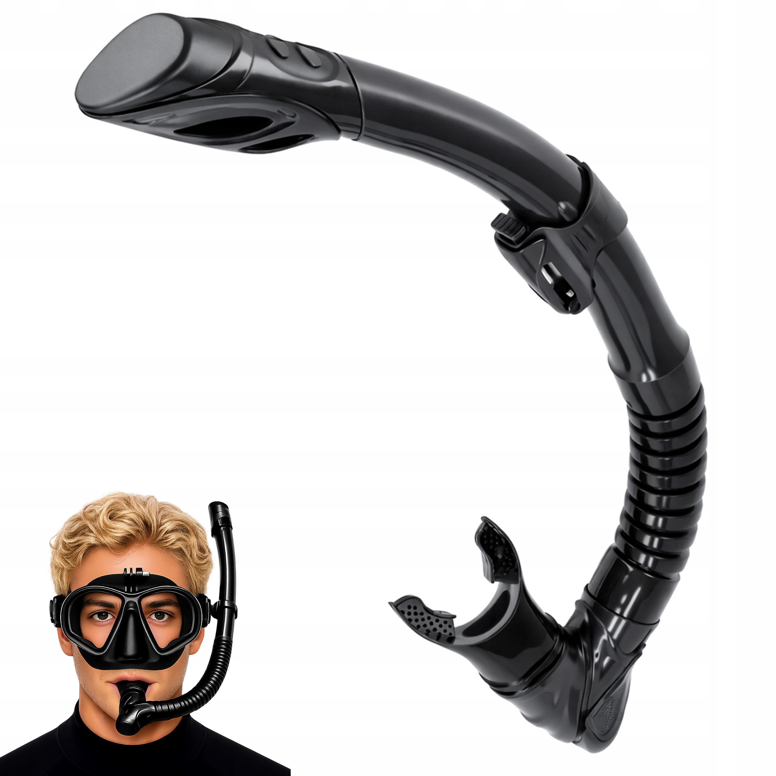 Rurka do pływania fajka pływacka z zaworem snorkel unisex czarna