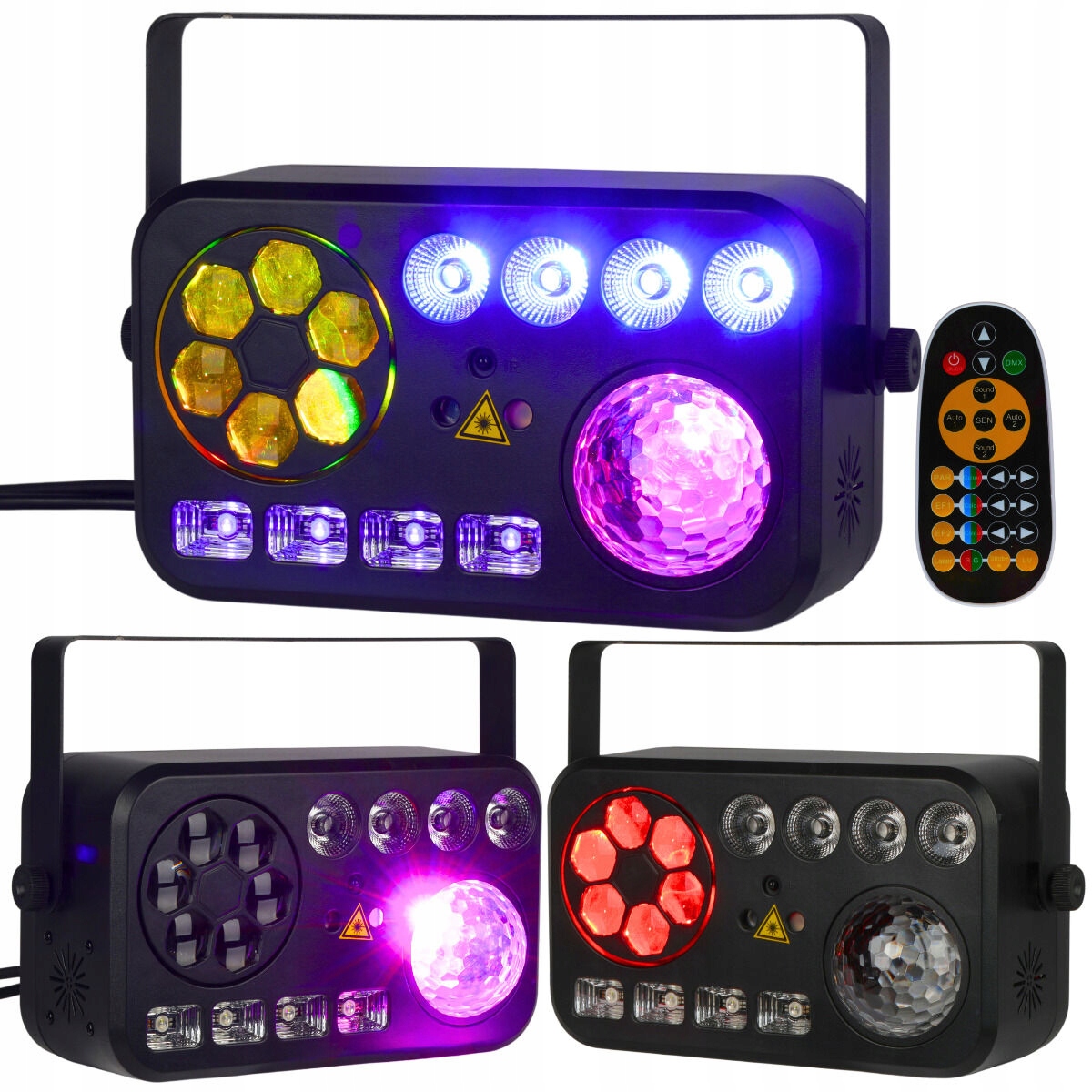 Światło Dyskotekowe Kolorofon Par Stroboskop Uv Laser Water Wave DMX Led