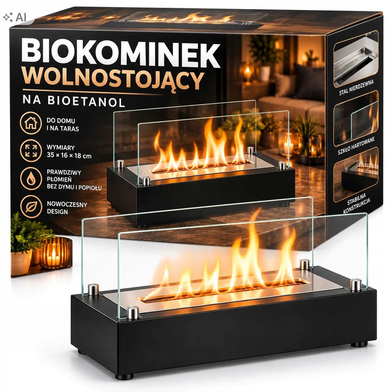 Volně Stojící Bio Krb Do Domu I Na Terasu Zahradu 35x16x18 cm