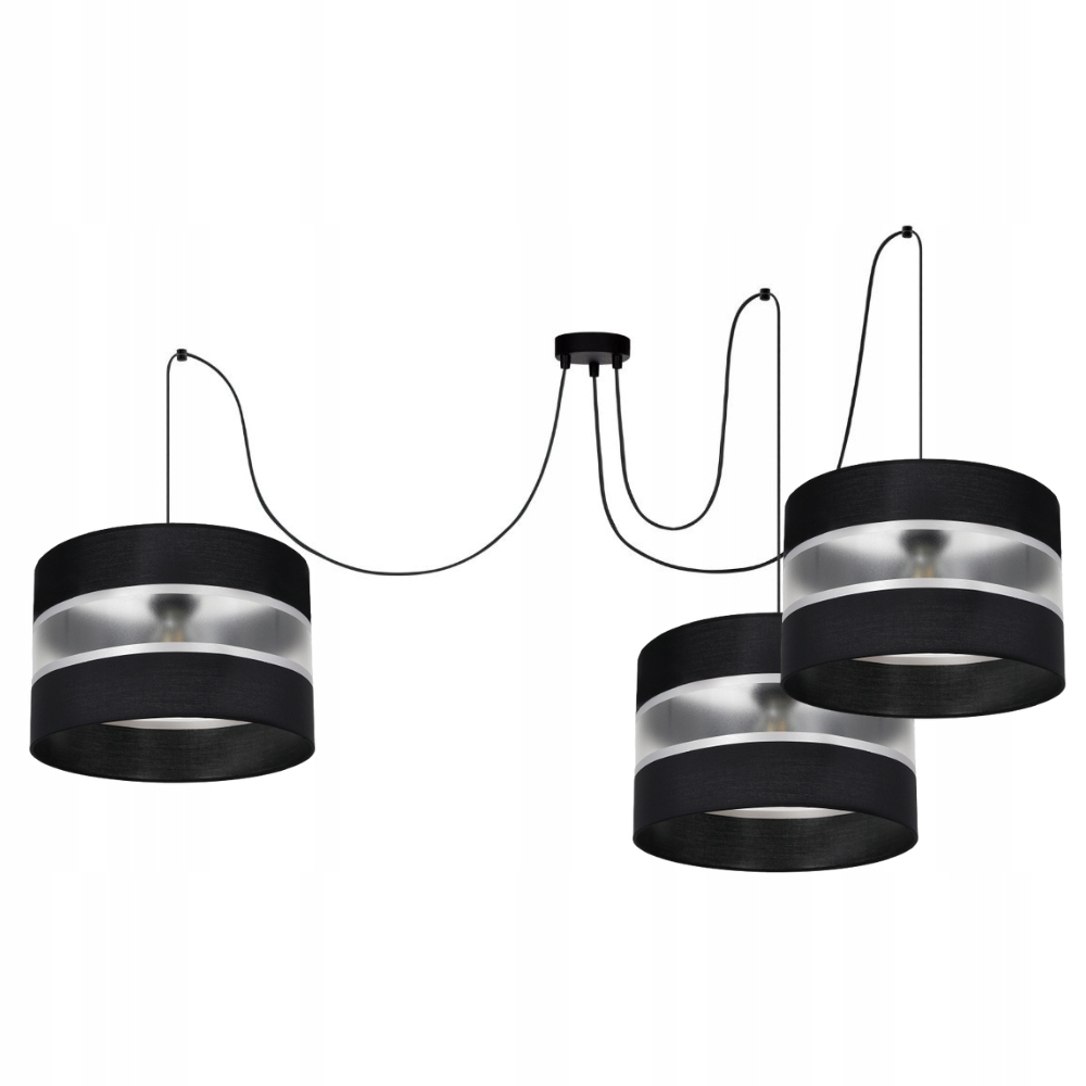 Závesná Lampa Luster Spider Tienidlo Pruhy 30 CM Čierna Strieborná Led Pavúk