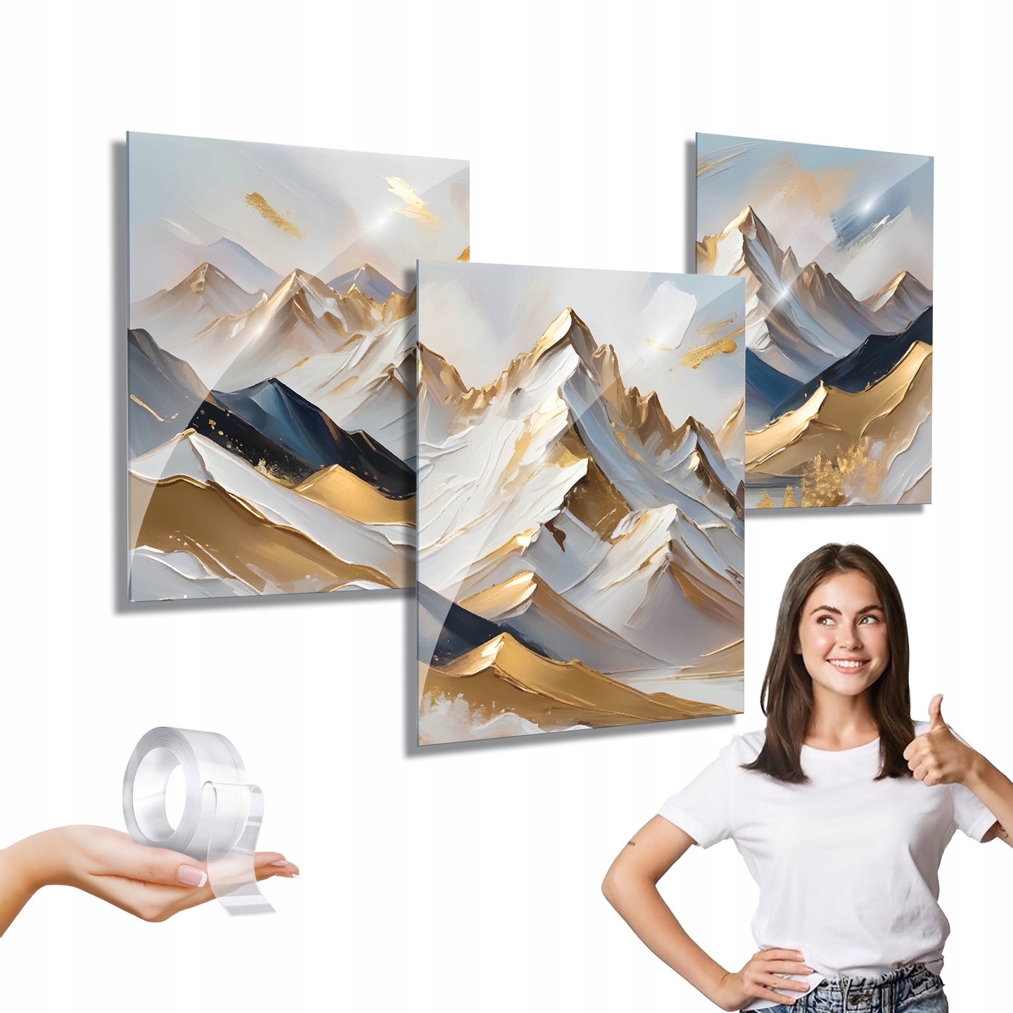 Sada 3 obrazů Hory obrazy na zeď 25x30 na plexiskle triptych