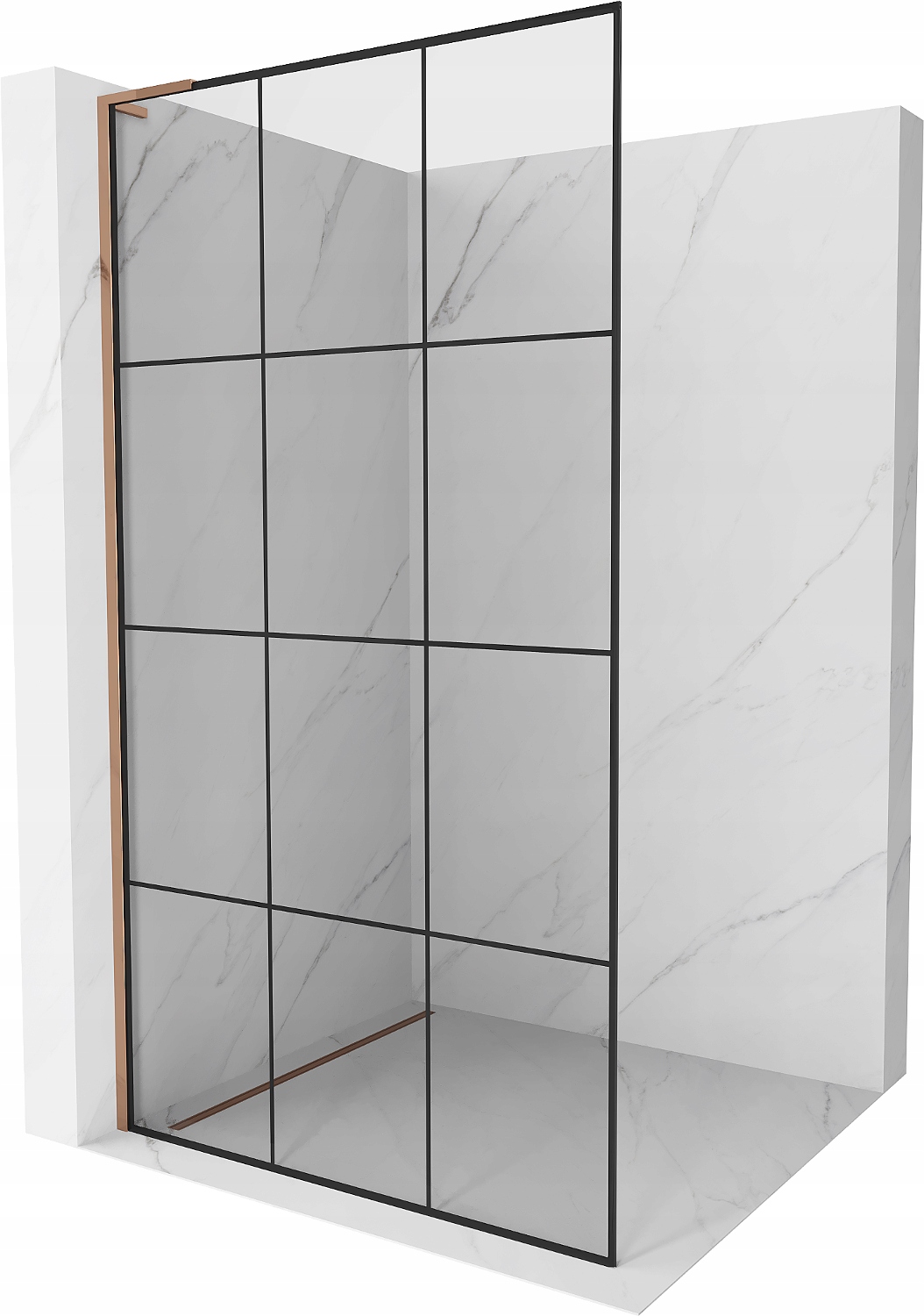 Mexen Kioto L Walk-in Sprchová Zástěna 120x200 cm, Černá Mřížka, Růžové Zla