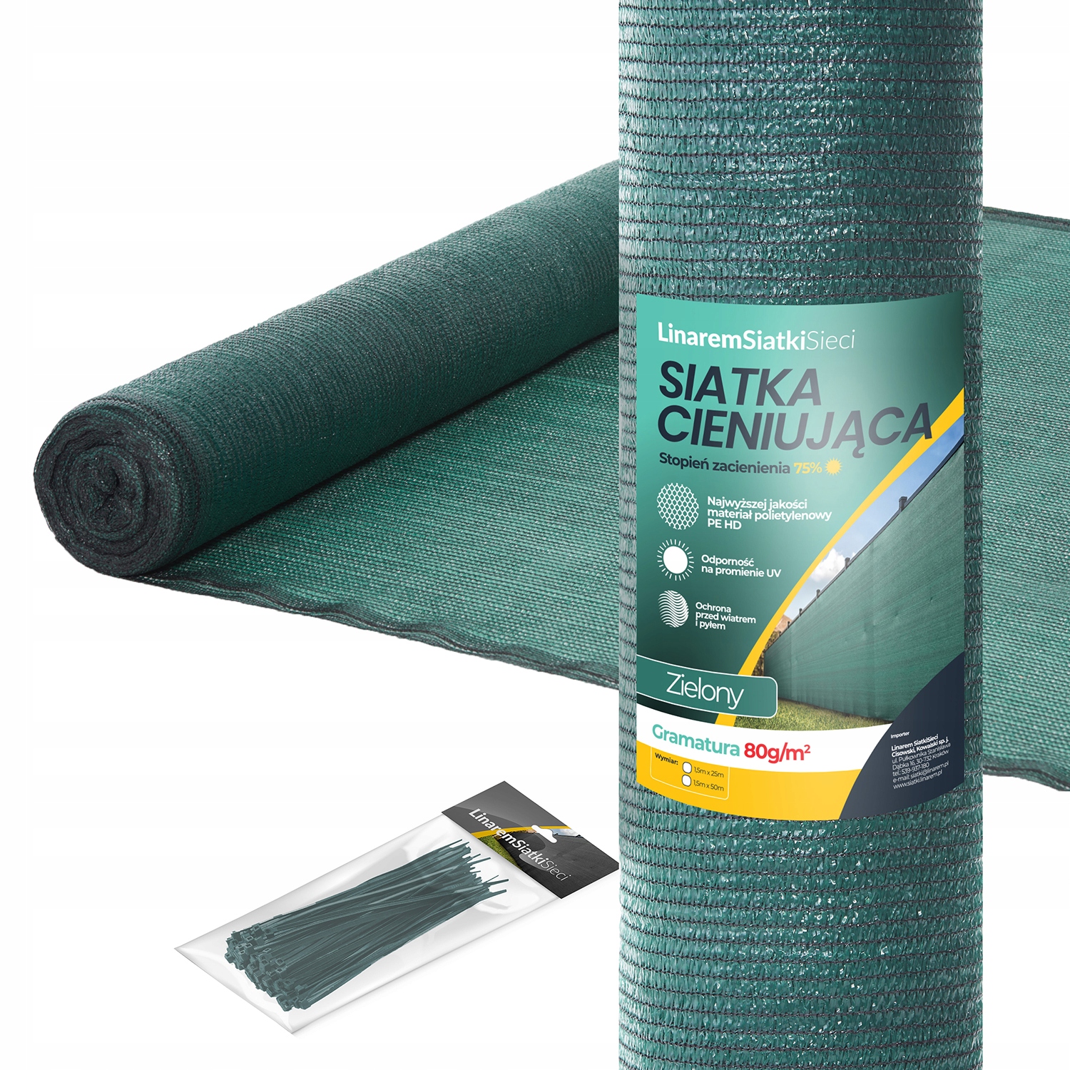

Siatka Cieniująca 75% Osłona Na Płot 1,2x25m +uv