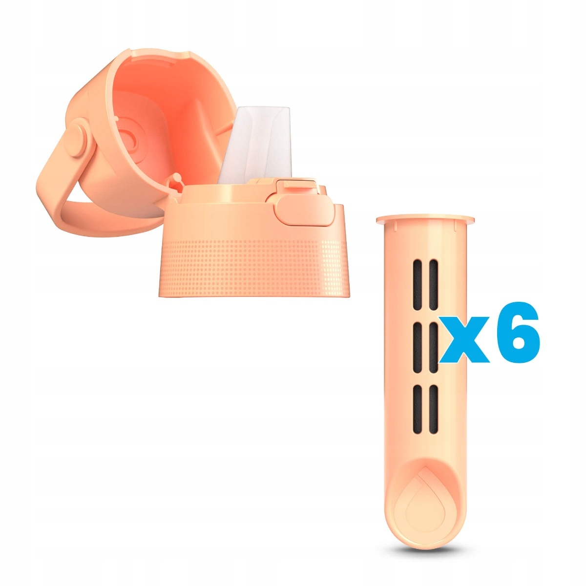 Zakrętka i 6 Wkładów do Butelki Filtrującej Dafi Solid Peach Fuzz