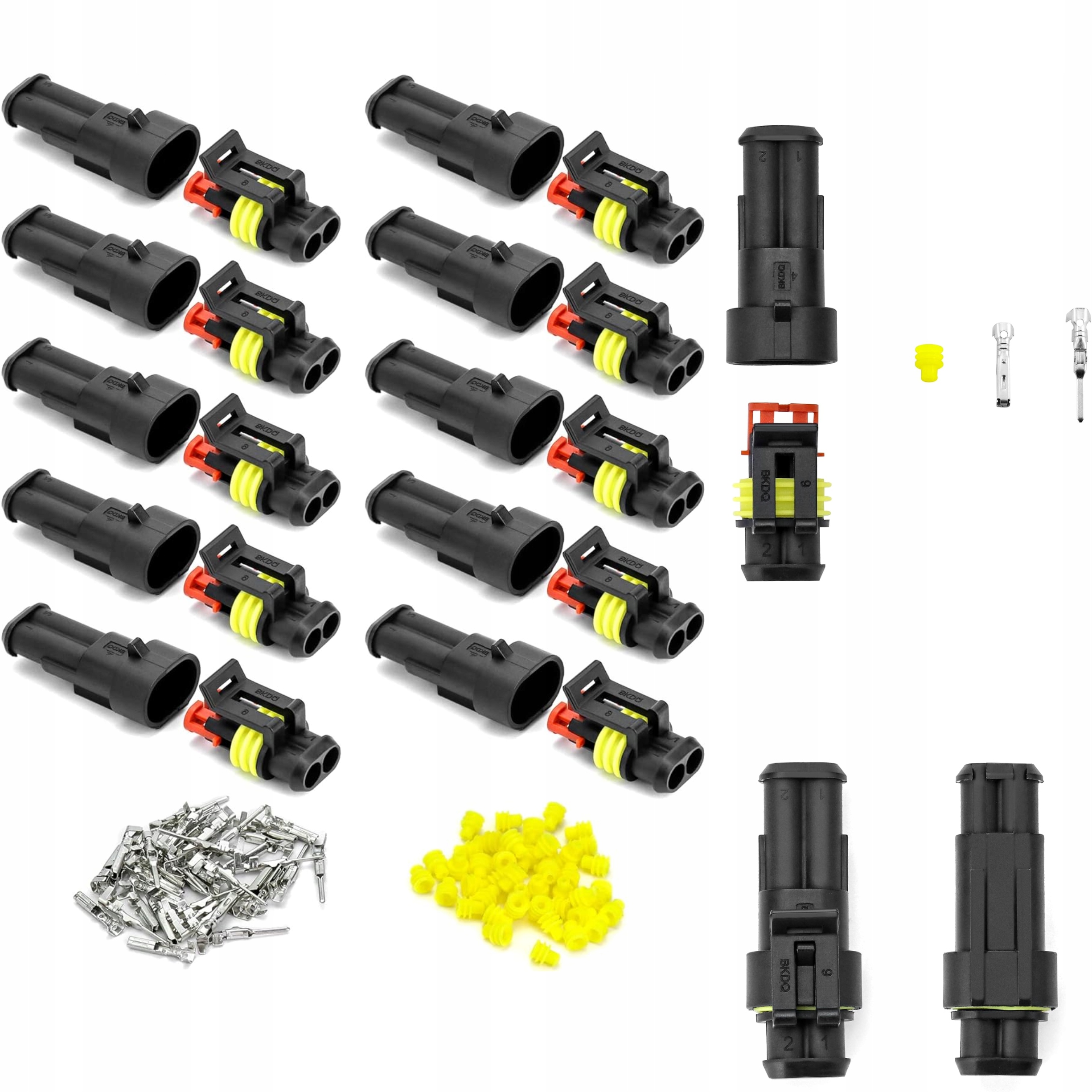 Złącze Superseal 2-PIN Komplet 10 szt. Wtyk Gniazdo 2PIN Złącze Hermetyczne