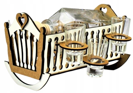 

Karafka kołyska z kieliszkami Urodziny