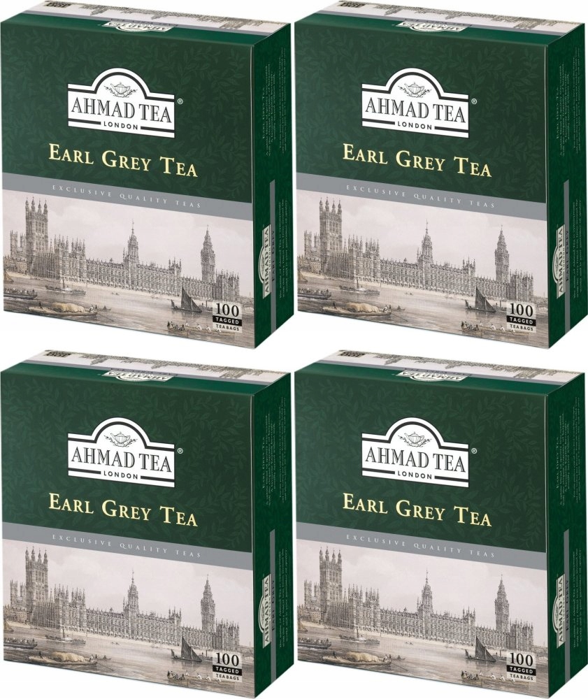 Herbata expressowa czarna Earl Grey Ahmad Tea 100 torebek x 4 Opak