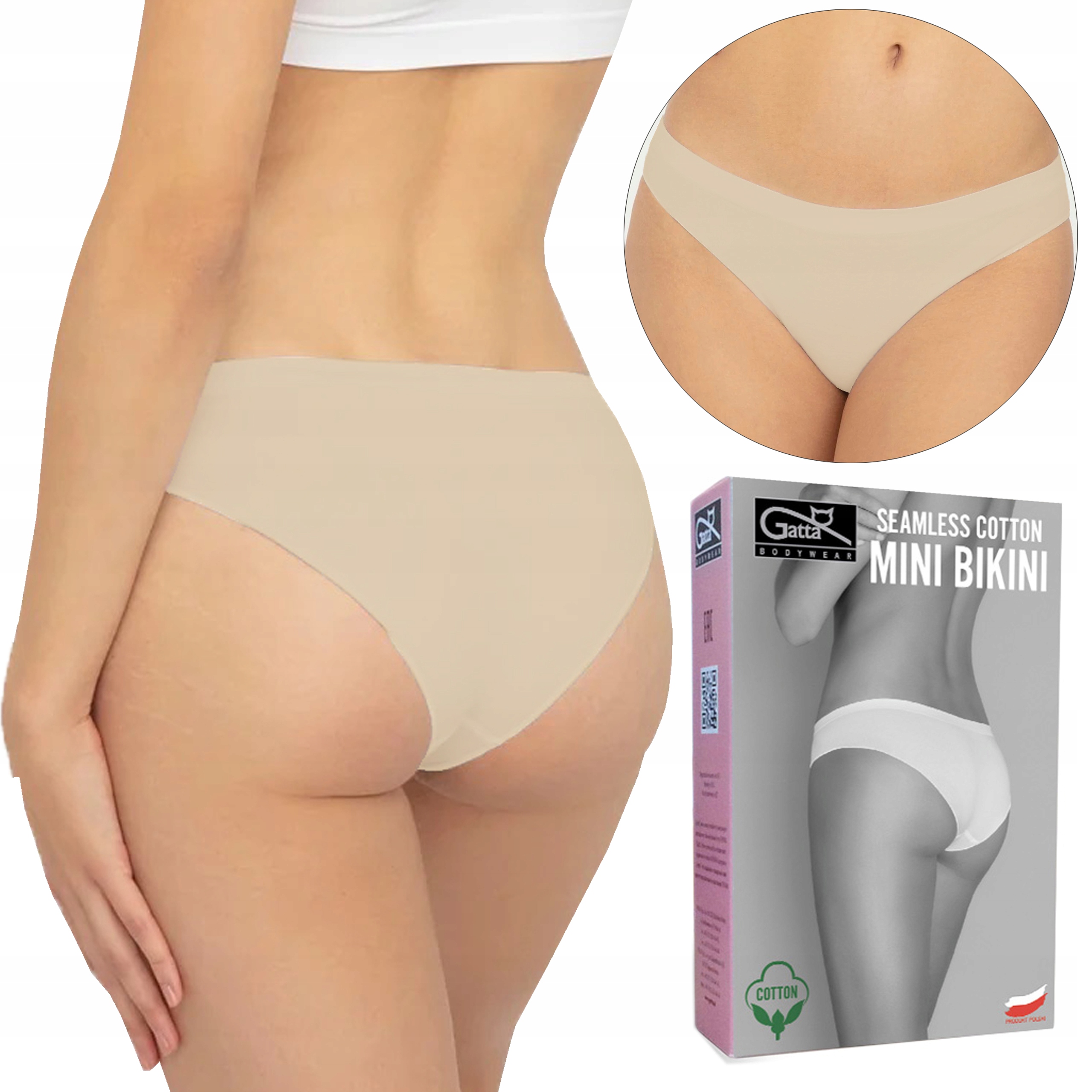 

Seamless Cotton Gatta Mini Bikini, light nude, S