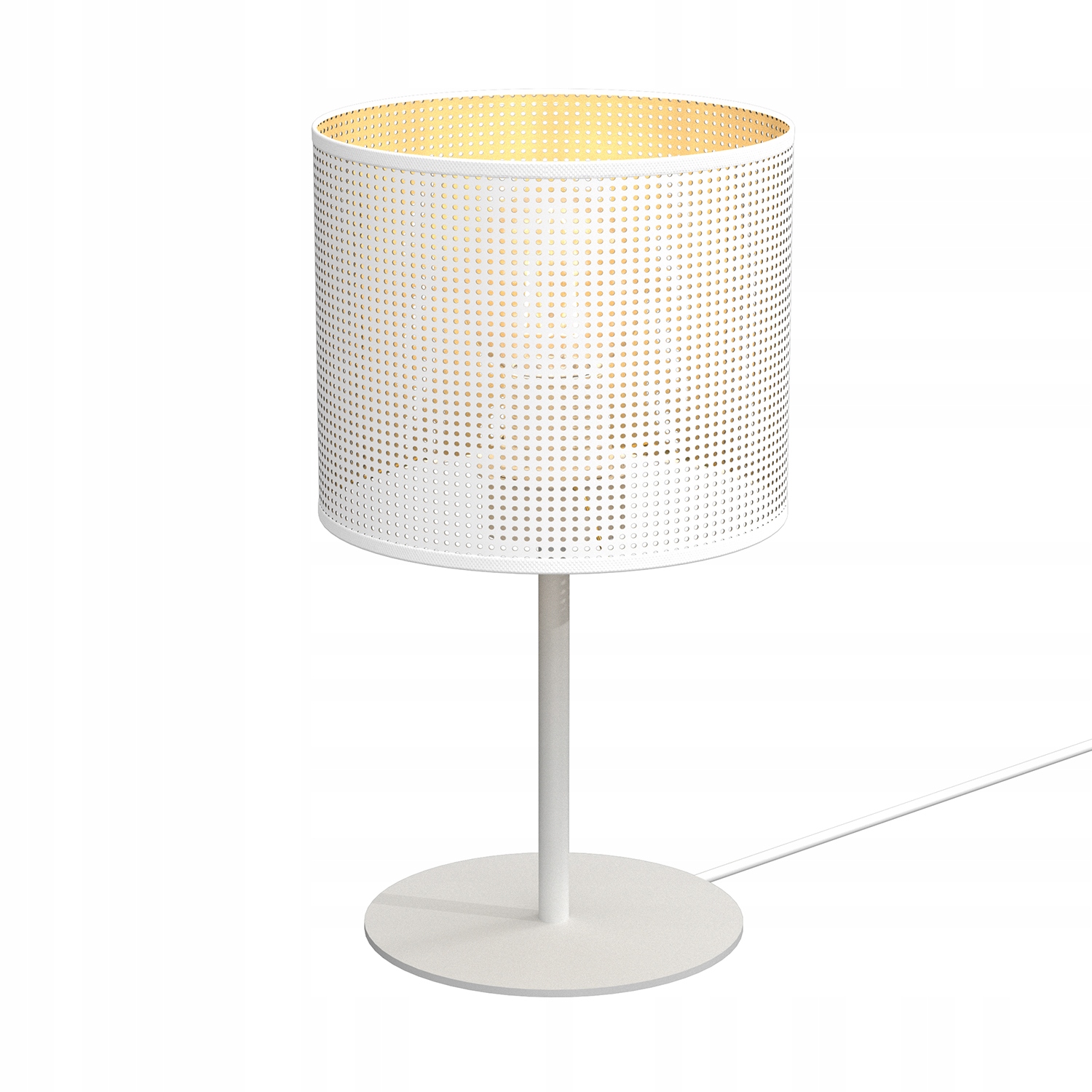 Loftová stolní lampa bílá zlatá, síťované stínítko do ložnice 34 Luminex