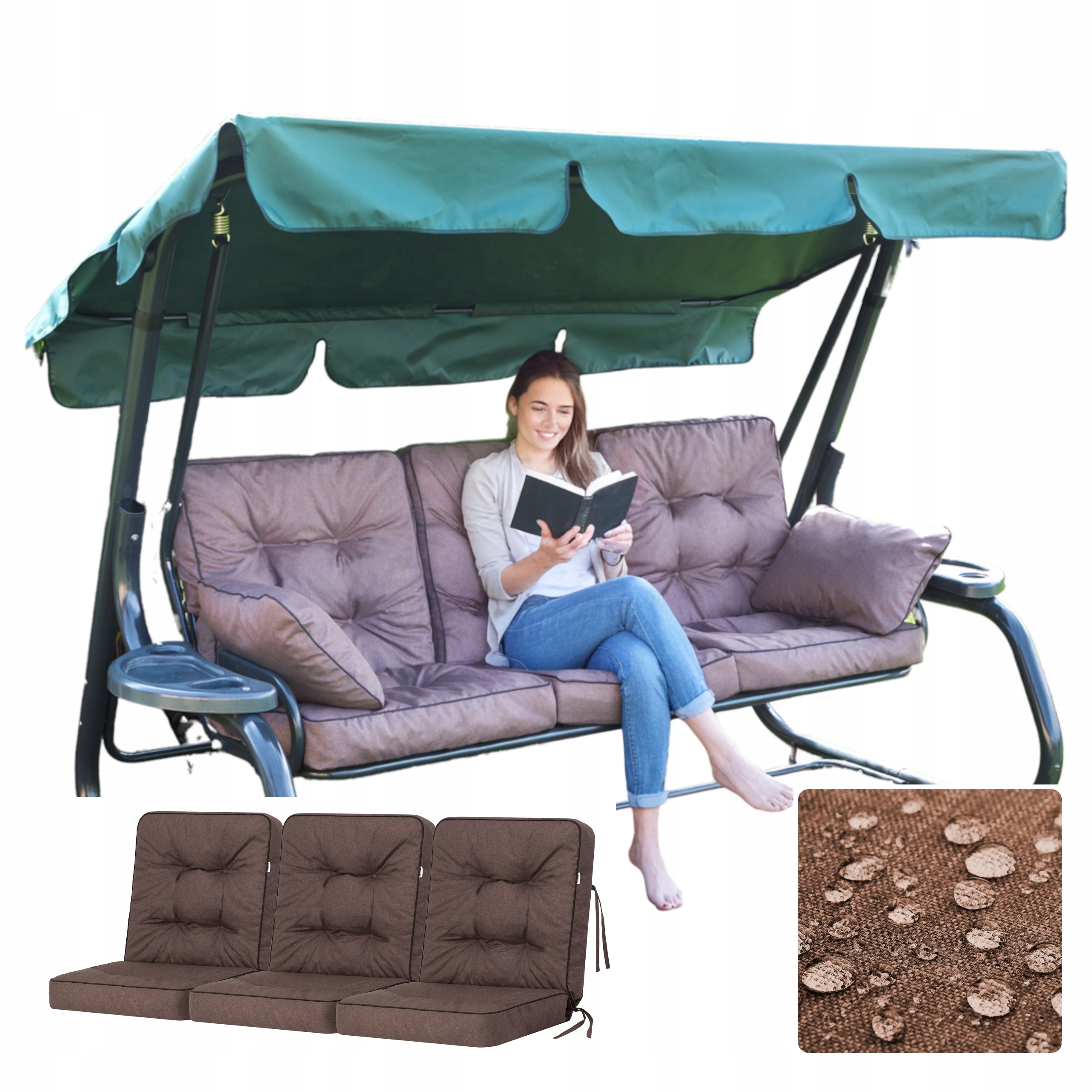 Vankúš na hojdačku, záhradnú lavičku Sada 3 ks Vodotesný proti Uv žiareniu 150 cm