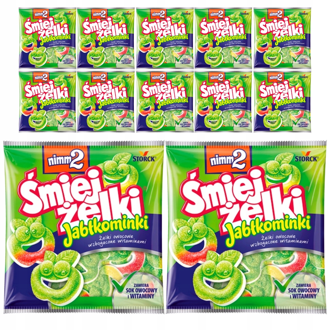 Levně nimm2 Śmiejżelki Jabłkominki Ovocné Želé Bonbony obohacené o vitamíny 90g x12 ks.