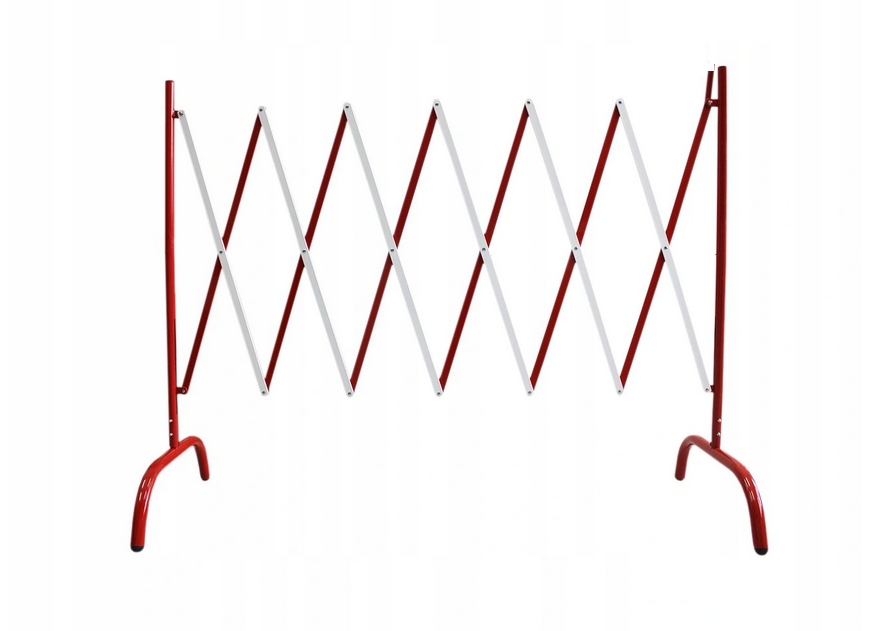 Zapora Bariera barierka drogowa nożycowa składana metalowa biało czerwona