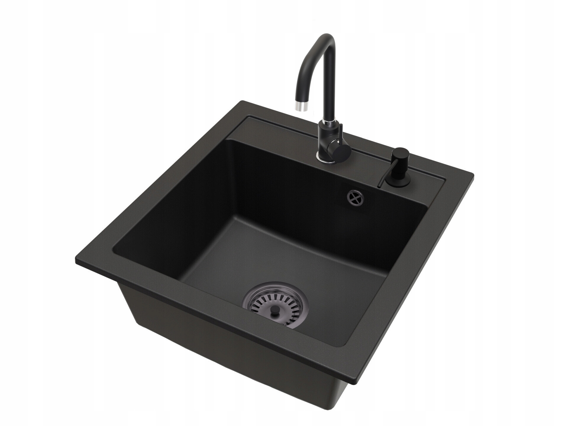 Kuchyňský Dřez Šedý S Baterií A Velkou Komorou Dávkovač