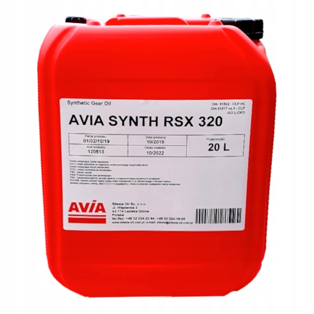 Olej przekładniowy AVIA SYNTH RSX 320 20L
