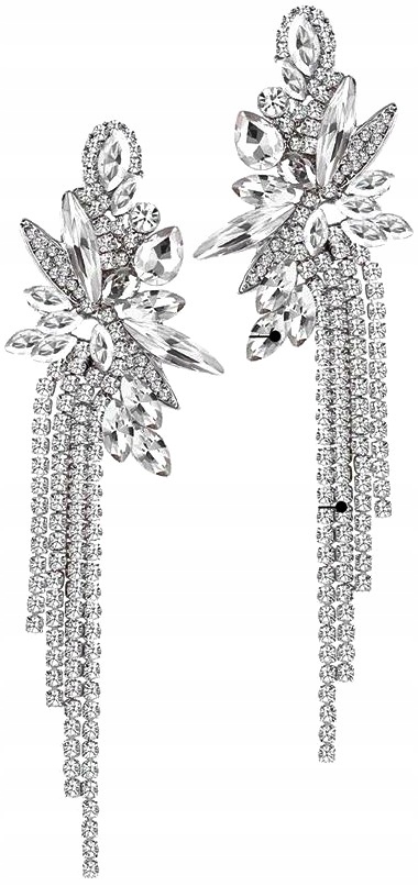 

Długie Kolczyki Srebrne wesele Cyrkonie kryształki