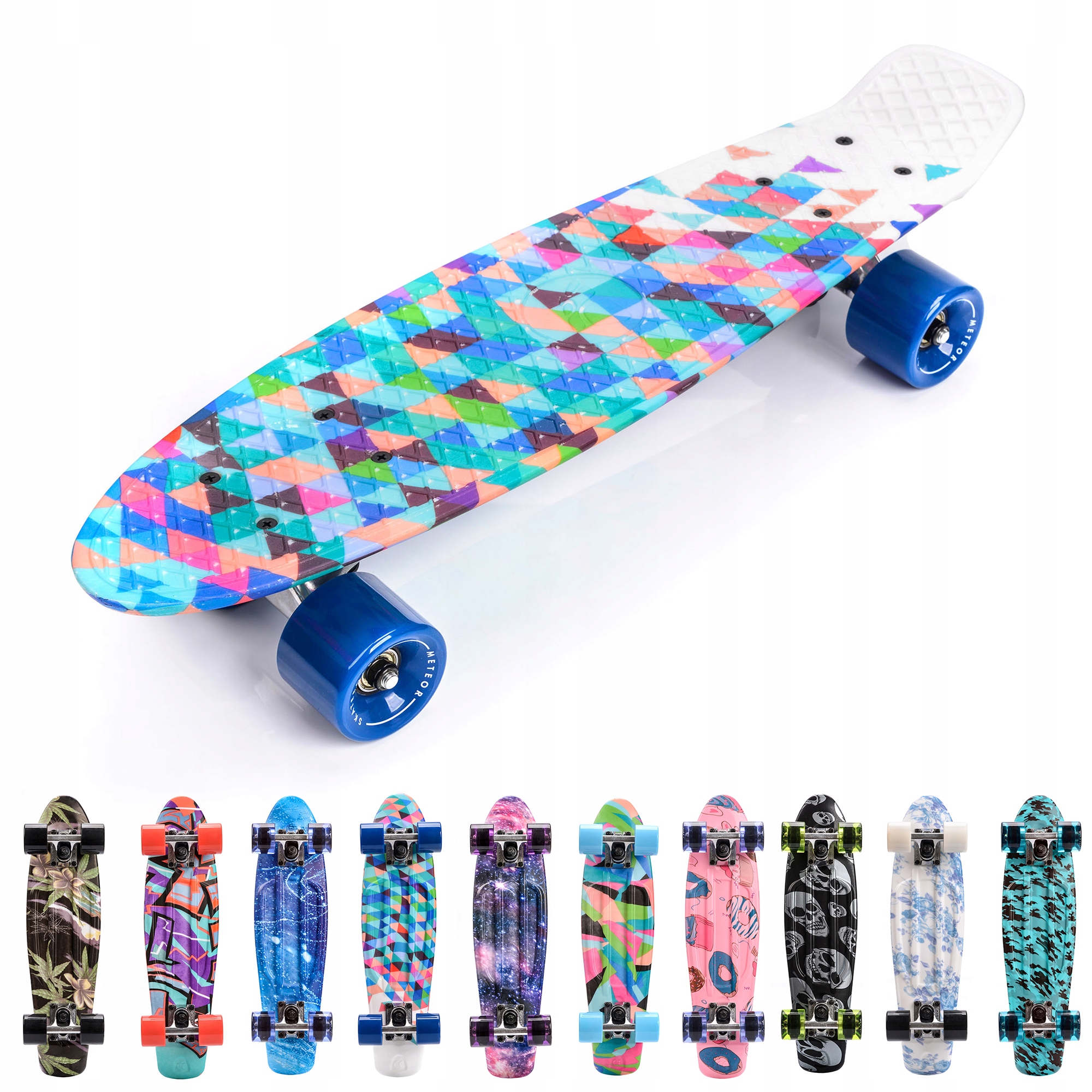 DESKOROLKA METEOR PLASTIKOWA FISZKA MULTIKOLOR Długość decku 56 cm