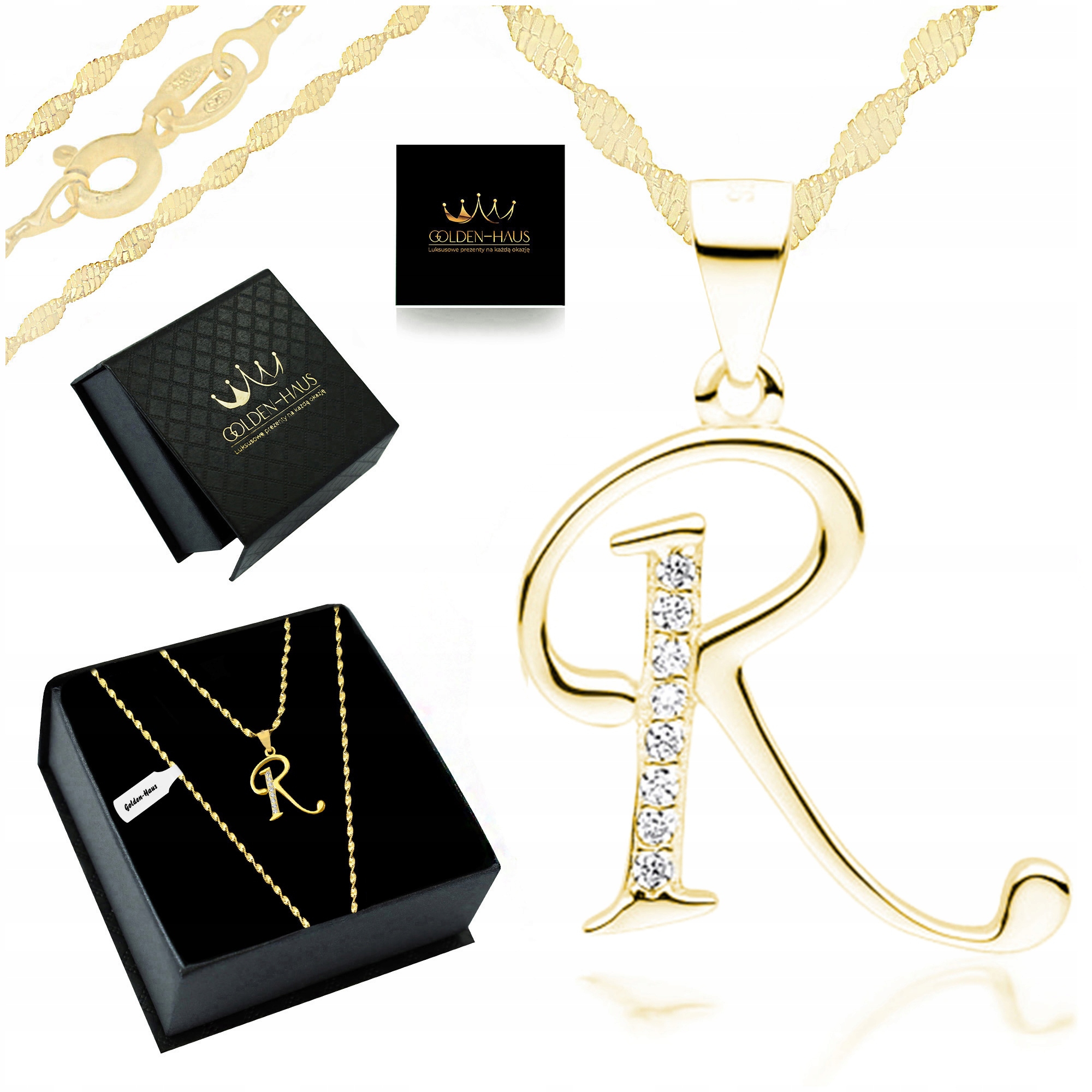 Zlatý Řetízek Dámský Přívěsek Písmenko R 925/585 Dárek Pro Dívku